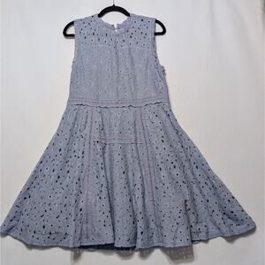 Knit Works Girl’s Blue Eyelet Lace Fit & Flare Special Occasion Dress 18 1/2